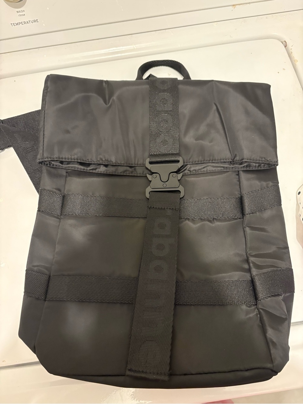 Unisex rabanne Black Roll-Top Backpack - Sleek Urban Pack